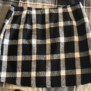 Plaid Black and White Women's wool Skirt